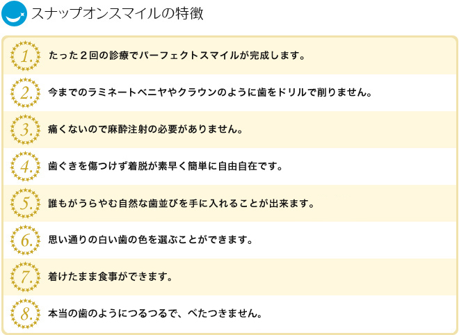 スナップオンスマイルの特徴